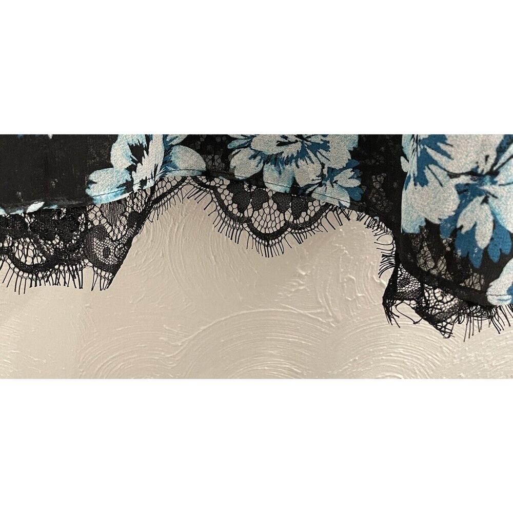 White House Back Market Blue Floral Sheer Overlay Dress Size 10 Lace Bottom - Picture 8 of 8